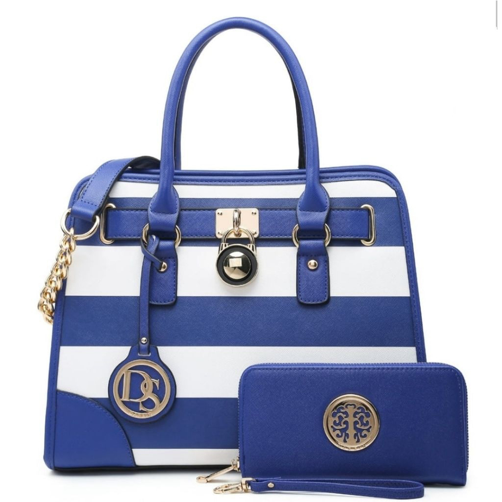 Dasein | Shoulder Bag and Matching Wallet - Blue and White